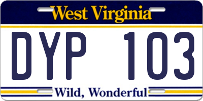 WV license plate DYP103