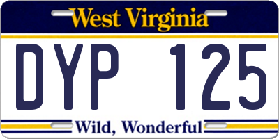 WV license plate DYP125