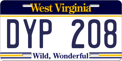 WV license plate DYP208