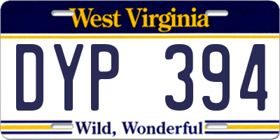 WV license plate DYP394