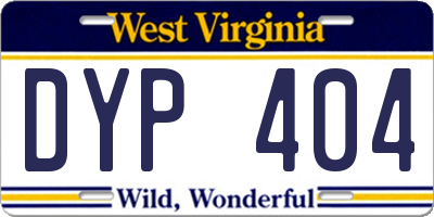 WV license plate DYP404
