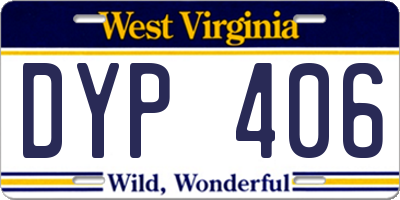WV license plate DYP406