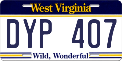 WV license plate DYP407