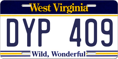WV license plate DYP409