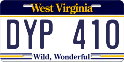 WV license plate DYP410