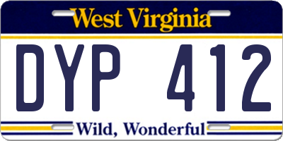 WV license plate DYP412