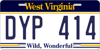 WV license plate DYP414