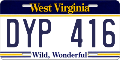 WV license plate DYP416