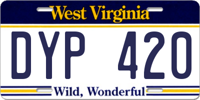 WV license plate DYP420