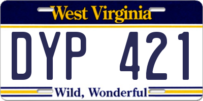 WV license plate DYP421