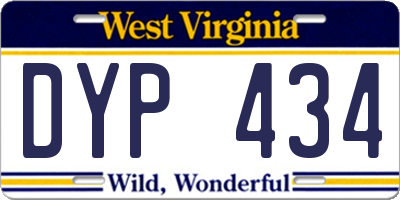 WV license plate DYP434