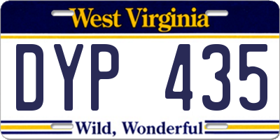 WV license plate DYP435