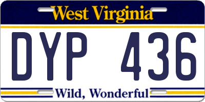 WV license plate DYP436