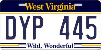 WV license plate DYP445