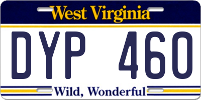 WV license plate DYP460