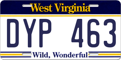 WV license plate DYP463