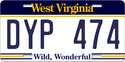 WV license plate DYP474