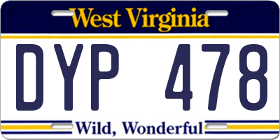WV license plate DYP478