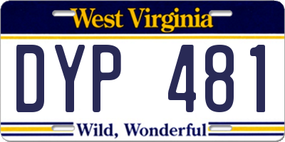 WV license plate DYP481
