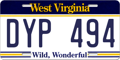 WV license plate DYP494