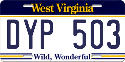 WV license plate DYP503