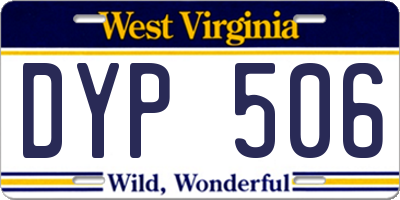 WV license plate DYP506