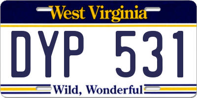 WV license plate DYP531