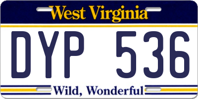 WV license plate DYP536