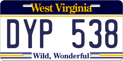 WV license plate DYP538