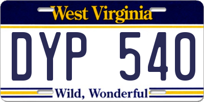WV license plate DYP540