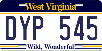 WV license plate DYP545