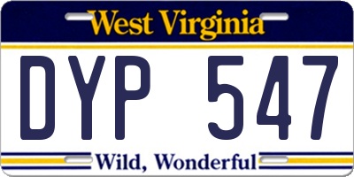 WV license plate DYP547