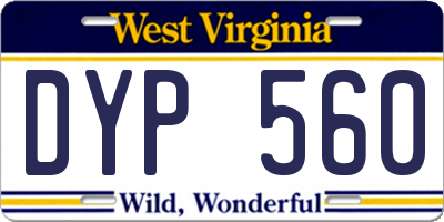 WV license plate DYP560