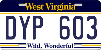 WV license plate DYP603