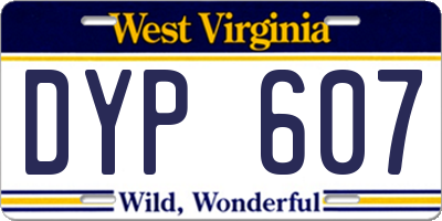 WV license plate DYP607