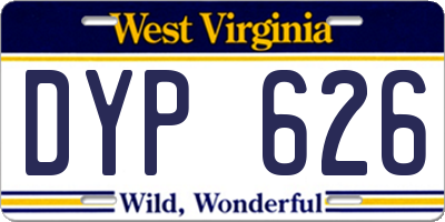 WV license plate DYP626