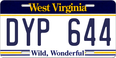 WV license plate DYP644