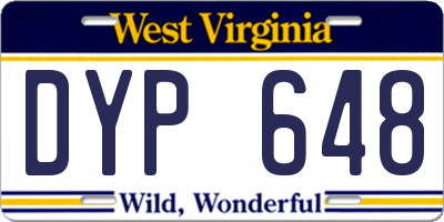 WV license plate DYP648