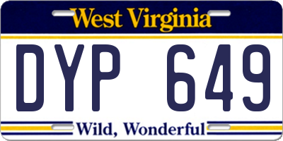 WV license plate DYP649