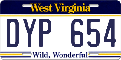 WV license plate DYP654
