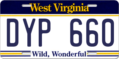 WV license plate DYP660