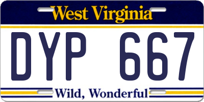 WV license plate DYP667