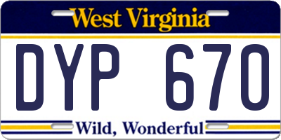 WV license plate DYP670