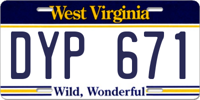 WV license plate DYP671