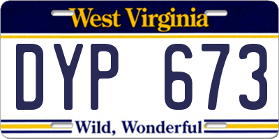 WV license plate DYP673