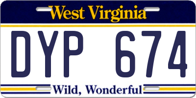 WV license plate DYP674