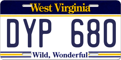 WV license plate DYP680