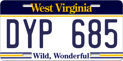 WV license plate DYP685