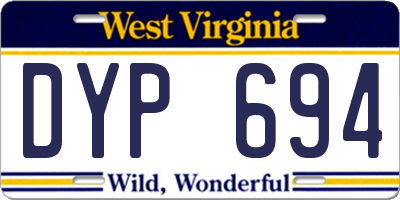 WV license plate DYP694