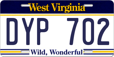 WV license plate DYP702